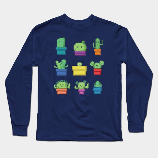 Cute Cactus Family Long Sleeve T-Shirt by Studio Mootant